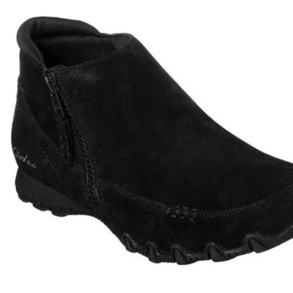 NEW Skechers Womens Suede Bikers Zippiest Ankle Shoe Sz 5.5 - Picture 1 of 6